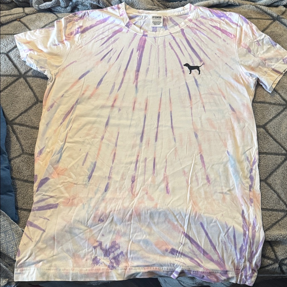 Small Pink Tie-Dye T-Shirt with Dog Logo